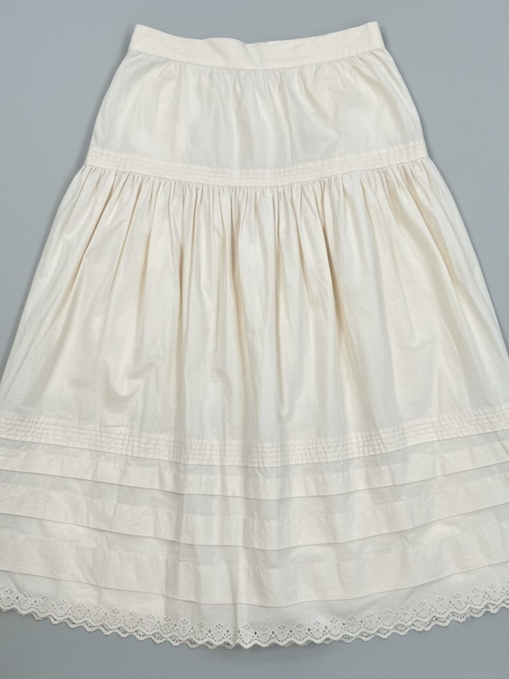 Philosophy Republic Clothing Cream Cotton Midi Skirt Eyelet Boho Western M - Picture 3 of 11